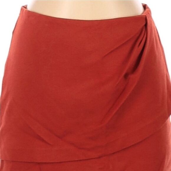 CAbi Red Skirt Pencil Skirt Front Tuck Detail - Picture 3 of 7